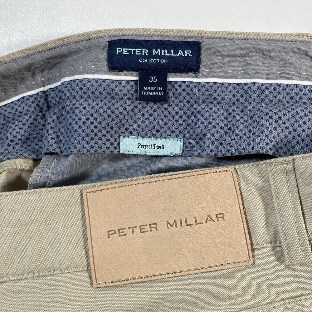 Peter Millar Collection Pants 35x30 Perfect Twill Silk Beige Stretch Golf